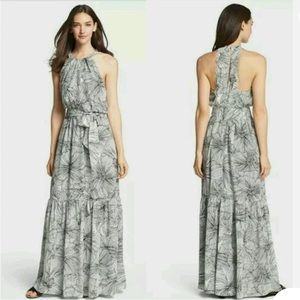 Jessica Simpson Black White Floral Scallop Back Halter Maxi Dress | Size L